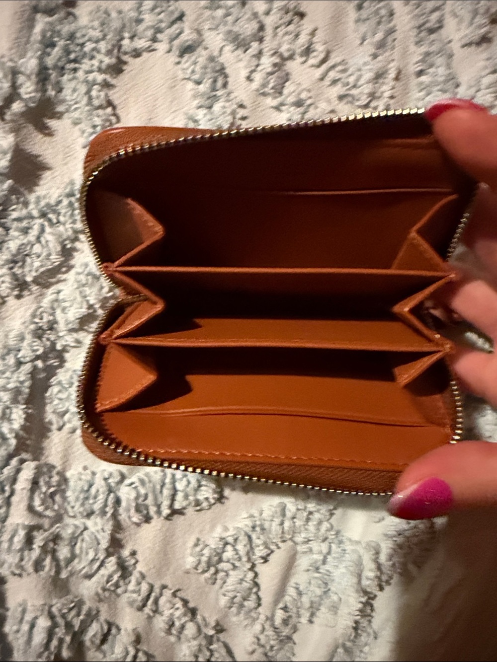 Coach Glitter Signature Zip Card Case in Brown and Tan - Picture 3 of 4